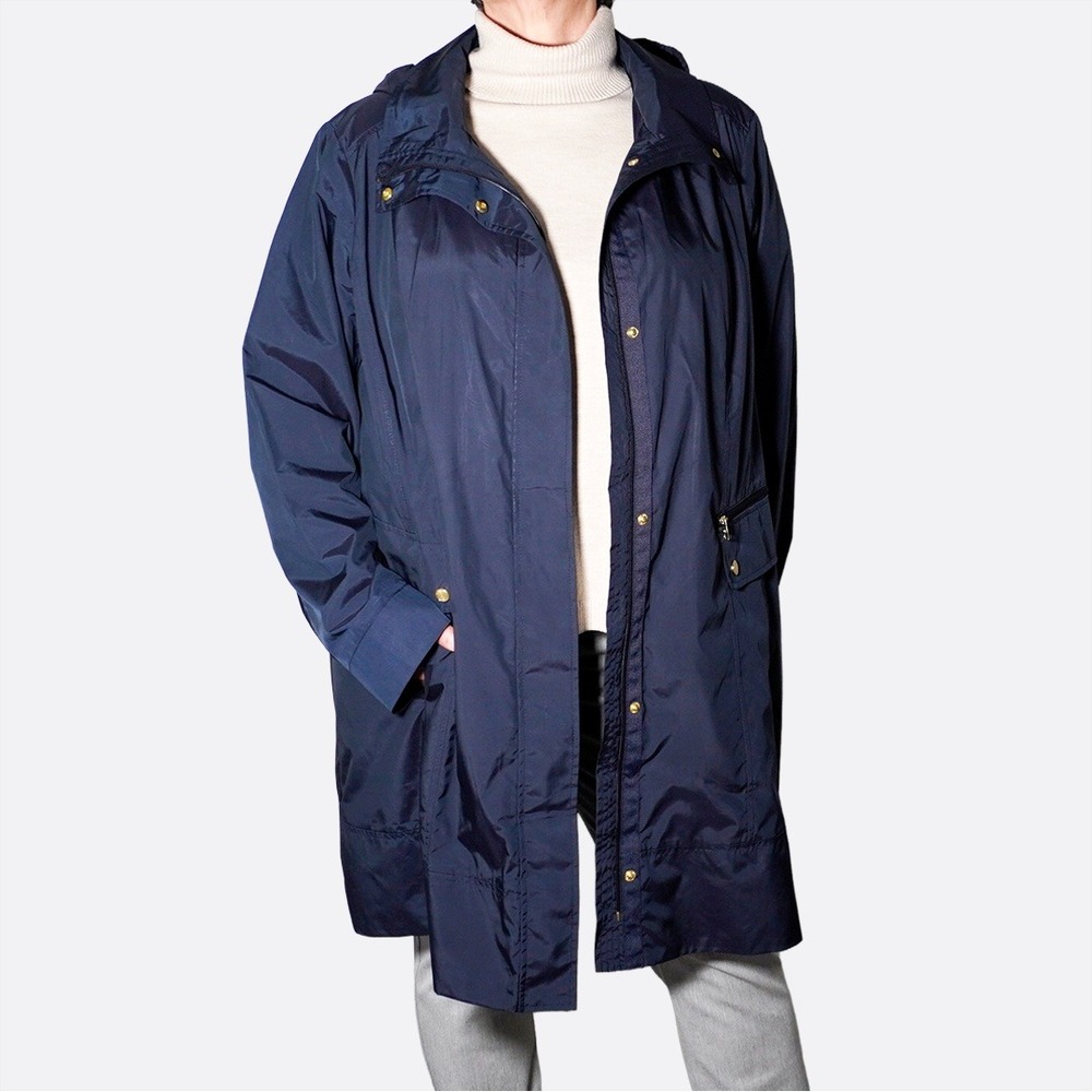 Cole‎ Haan Signature Navy Packable Rain Parka 2X XXL Luxe Travel Essential NWT